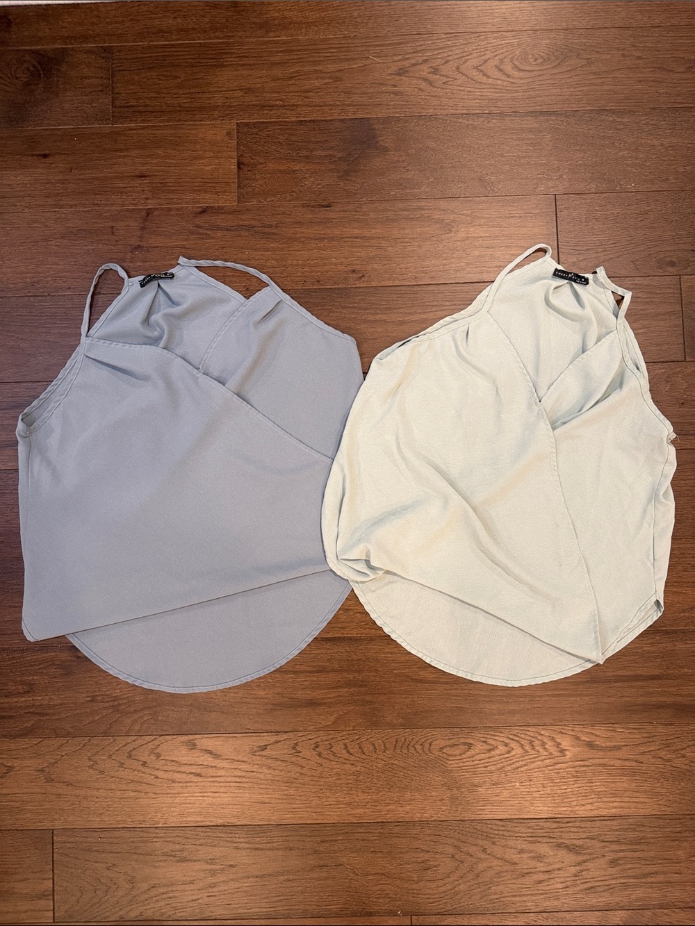 Emery Rose Wrap Tank Tops Set of 2 Medium in Blue and Green